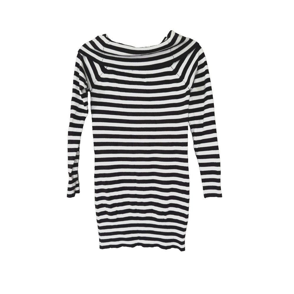 VTG Y2K Striped Cowl Neck Sweater Medium 3/4 Sleeve Parisian Fisherman Nautical